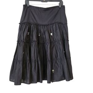 MORBID‎ TREADS Womems Midi  Black Tiered Skirt Size Medium Gothic Whimsigoth